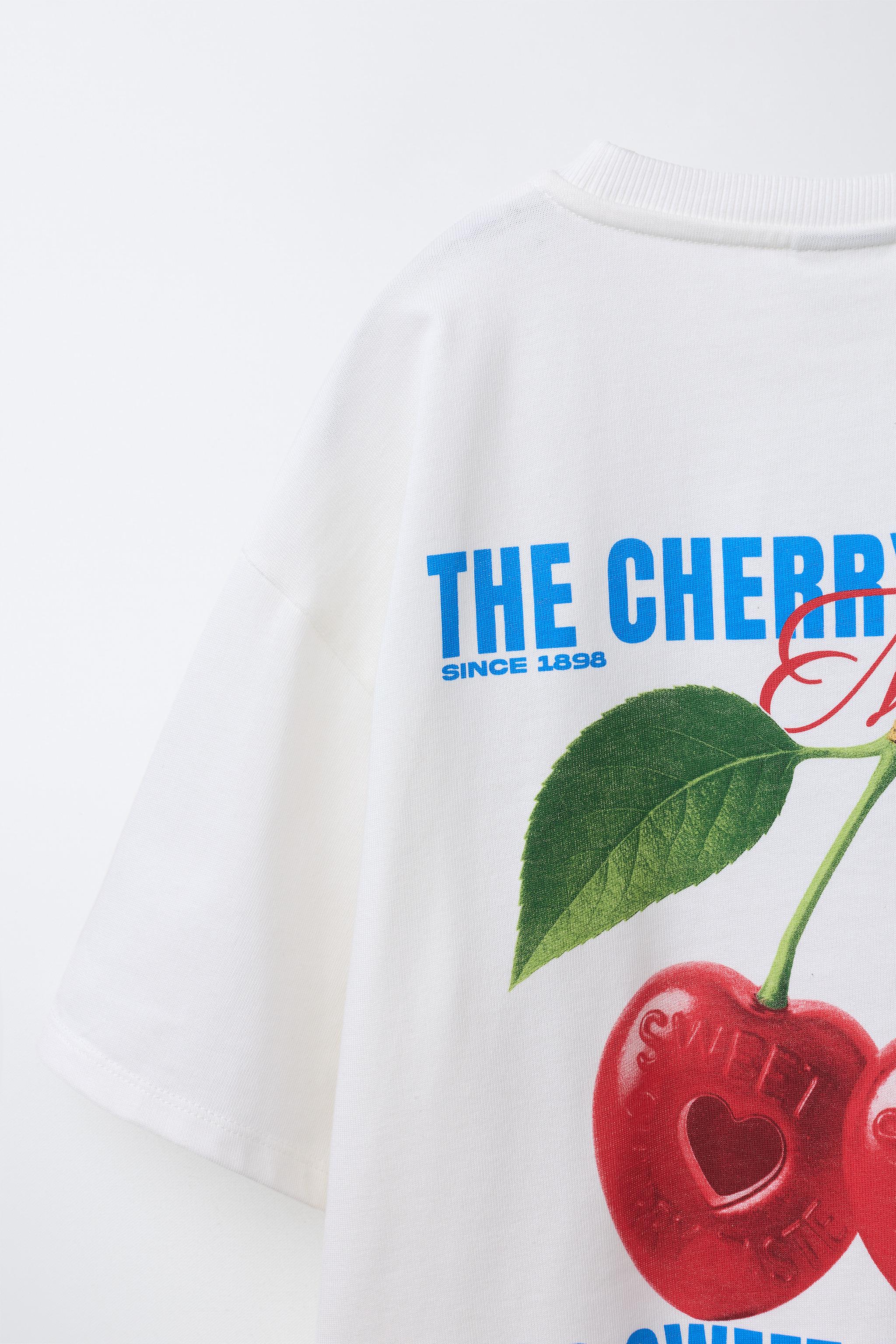 T-SHIRT IMPRIMÉ CERISES ET CARAMEL